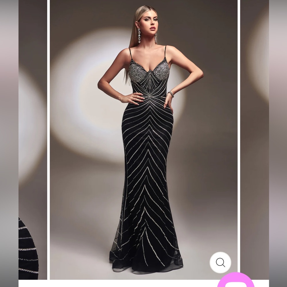 I’m selling a Villoni dress that I got, it’s black and silver in a size 18.